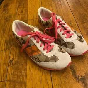 Coach shoes Women’s 7.5 tan, pink, orange